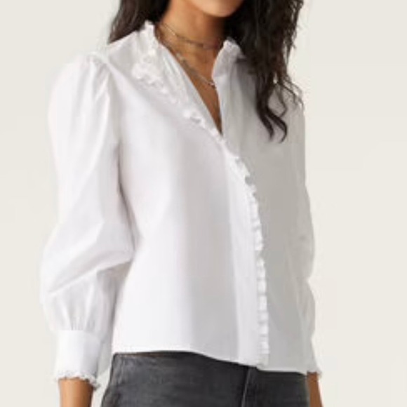 ba&sh Women's 100% Cotton White Joon Top - Size Small - Picture 1 of 12